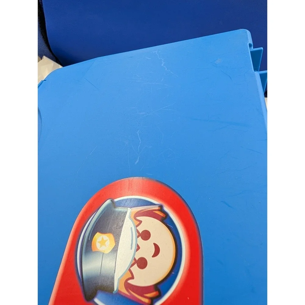 Playmobil Carrying Case W Figures Accessories Police Motorcycle Hockey Players